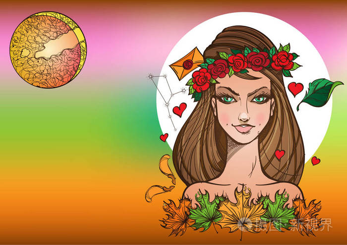 阳光星座插画头像女生可爱_头像可爱星座插画女生阳光唯美_头像可爱星座插画女生阳光图片